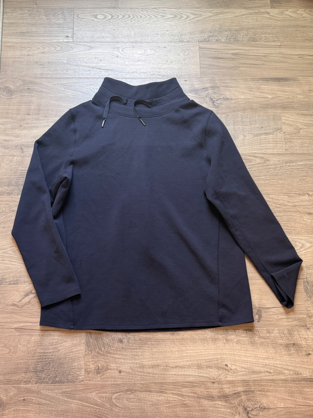 SPANX Navy Women's Drawstring Airluxe Funnel Neck Sweatshirt- XL